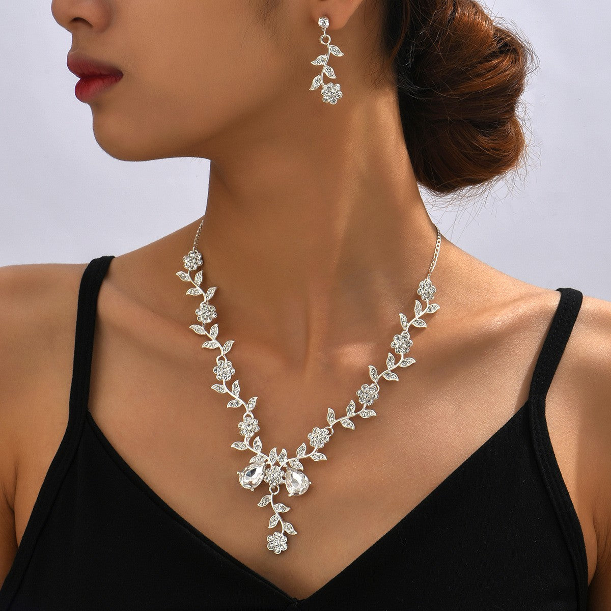 Crystal Vine Drop Necklace & Earring Set