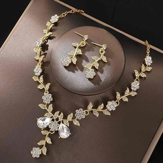 Crystal Vine Drop Necklace & Earring Set