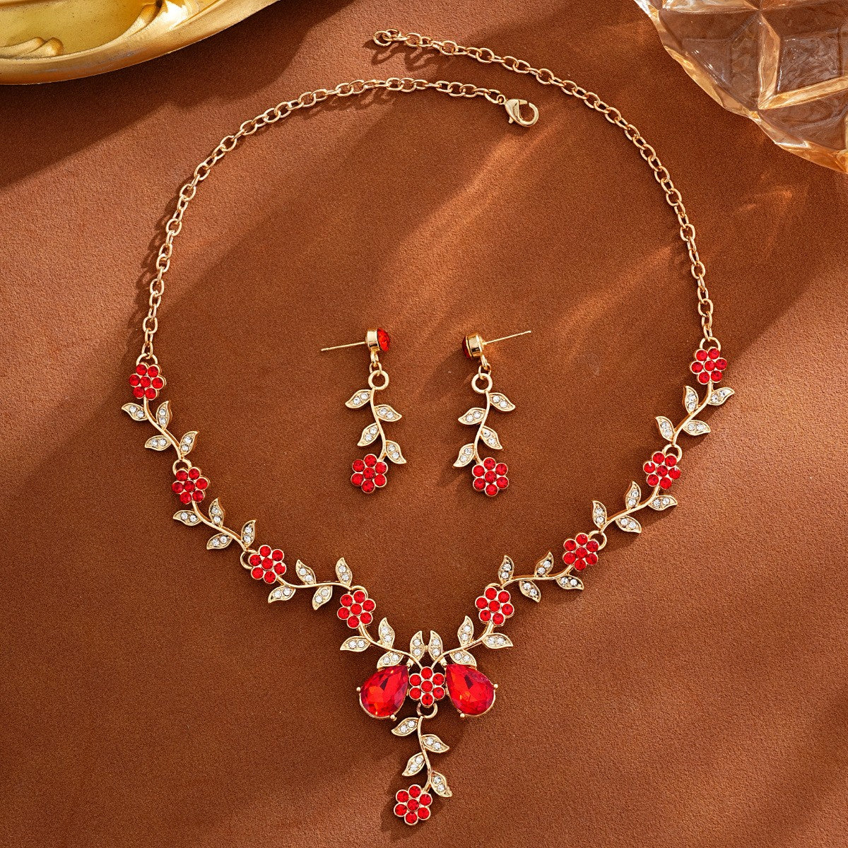 Crystal Vine Drop Necklace & Earring Set