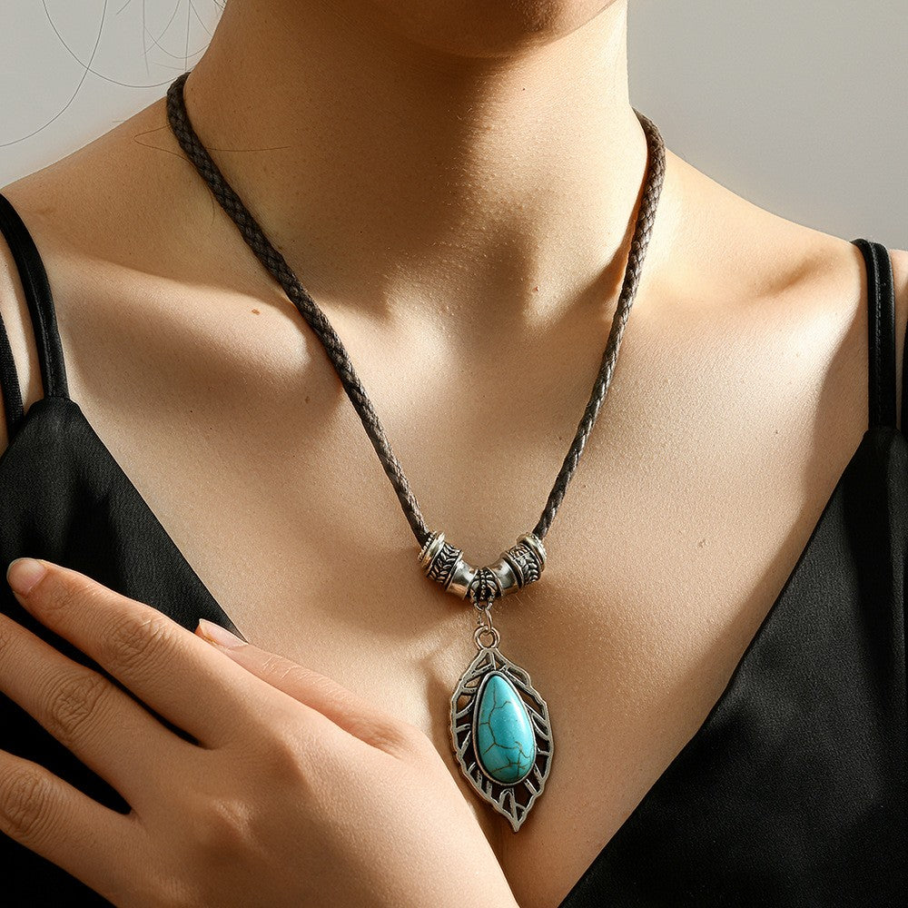Turquoise Marquise Filigree Necklace