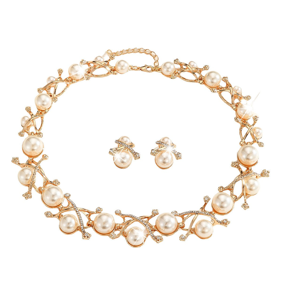 Pearl Vine Branch Necklace & Earring Set