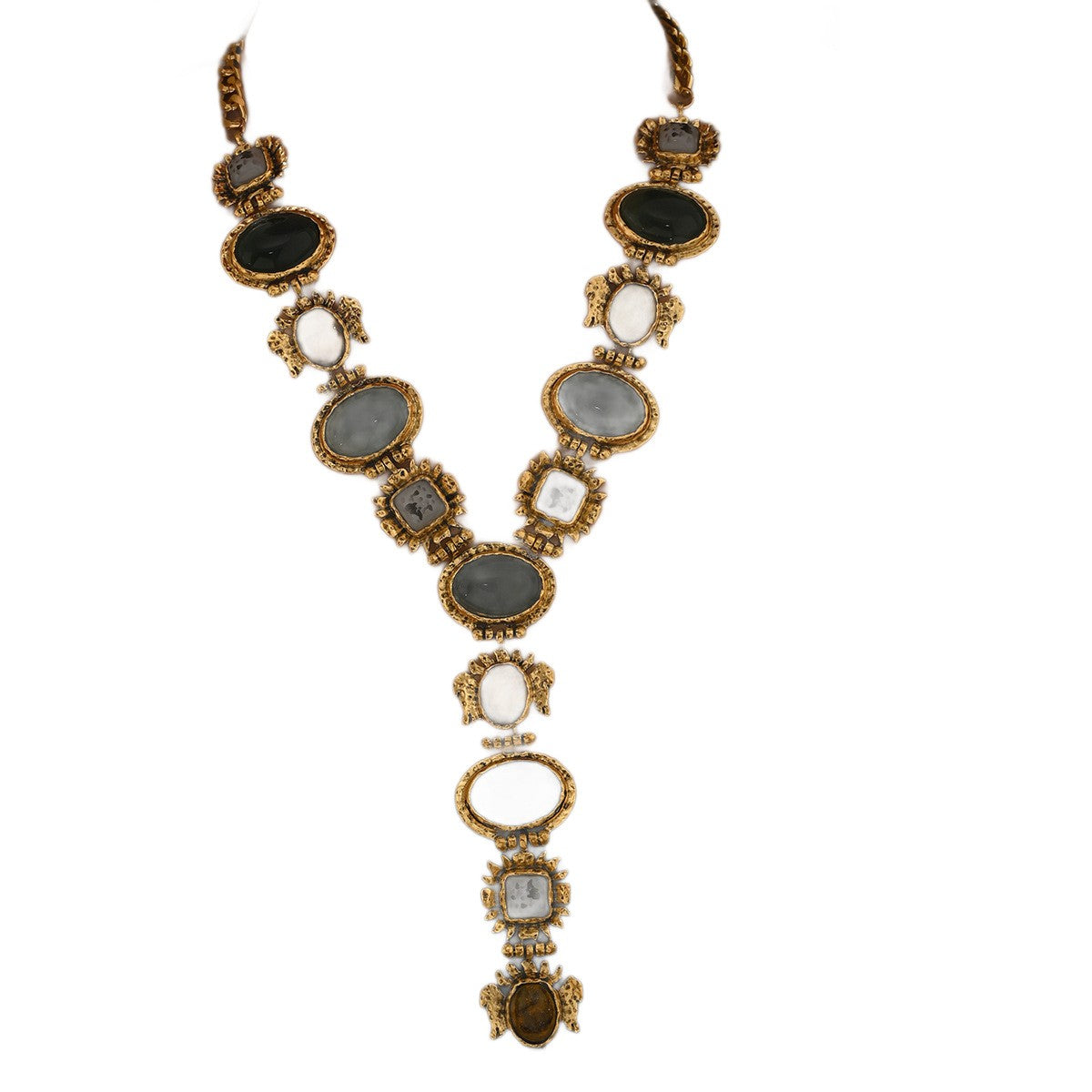 Ornate Faux Stone Y-Necklace