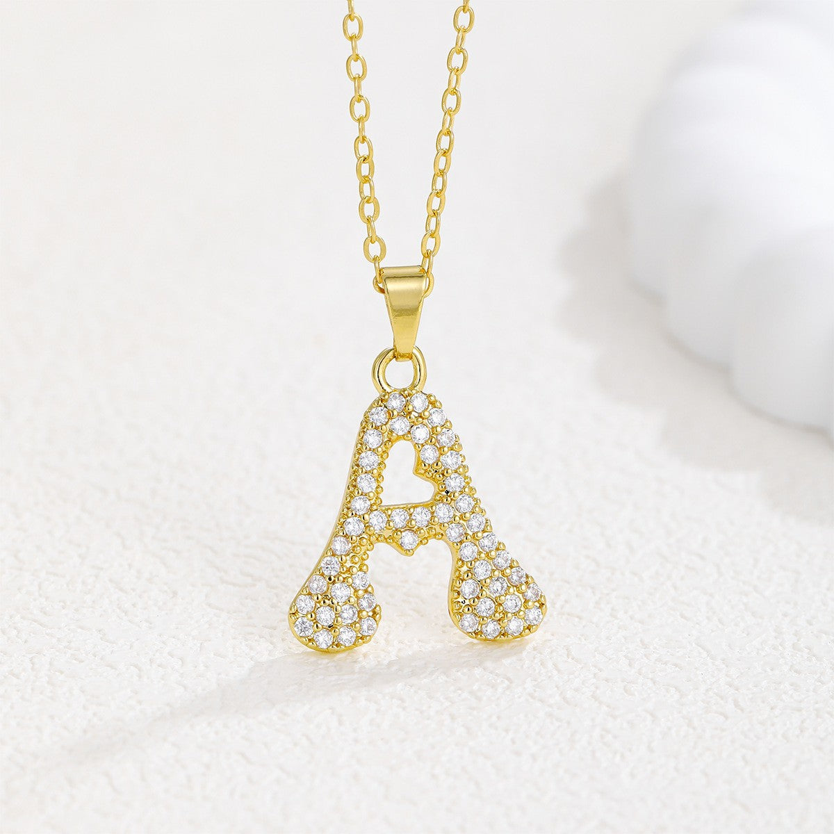 Crystal Pave Bubble Initial Necklace