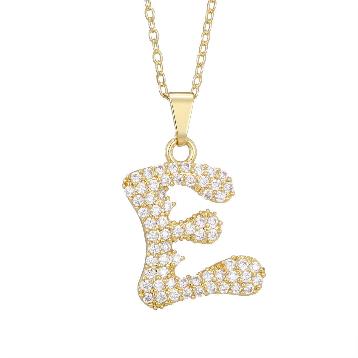 Crystal Pave Bubble Initial Necklace