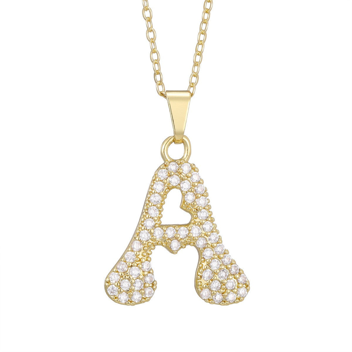 Crystal Pave Bubble Initial Necklace