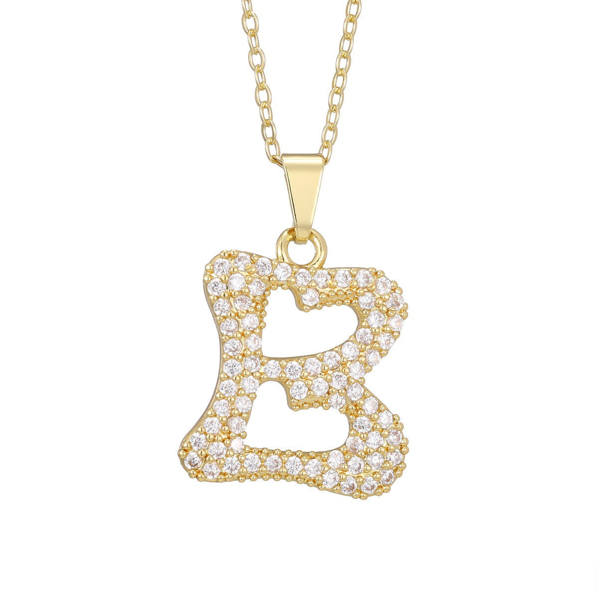 Crystal Pave Bubble Initial Necklace