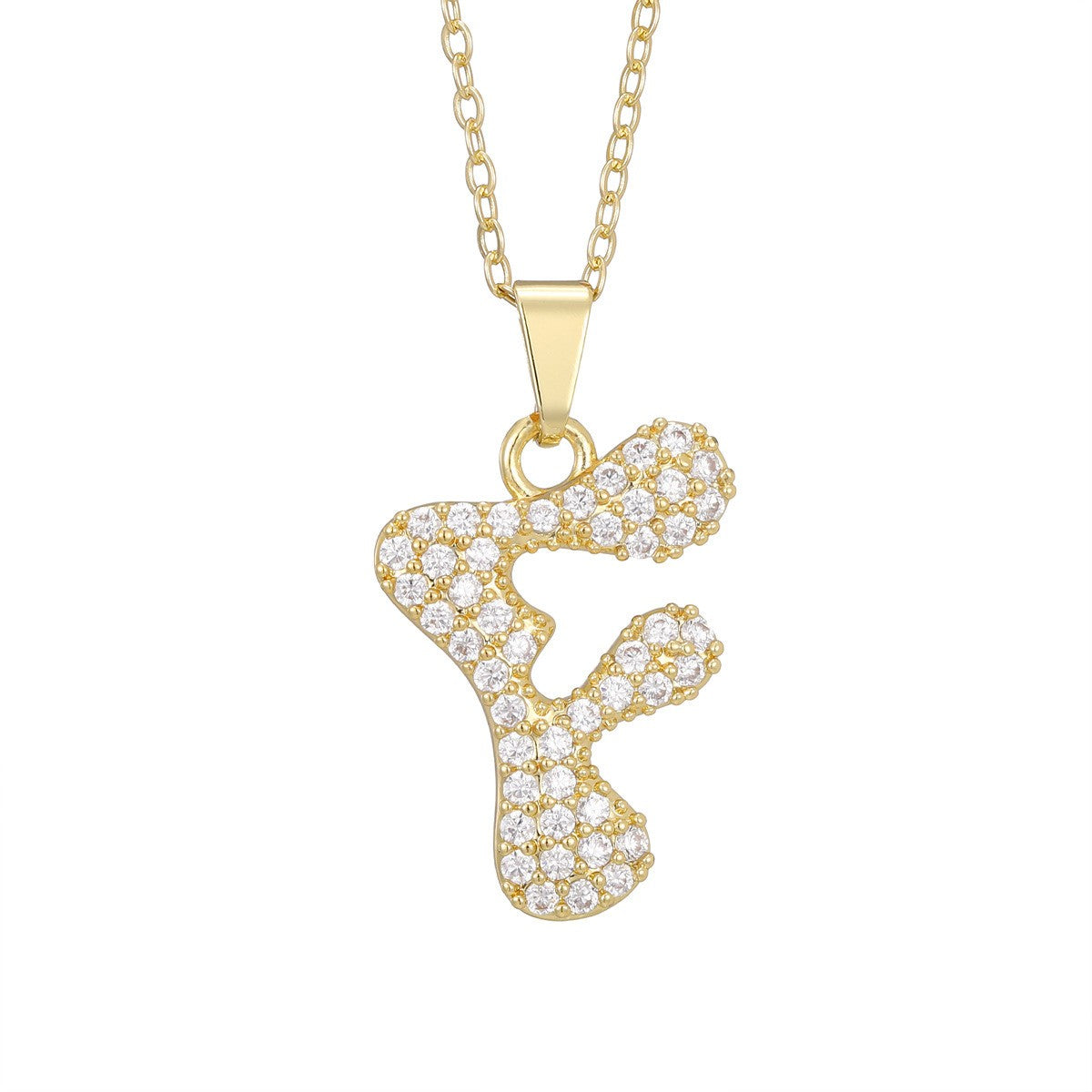 Crystal Pave Bubble Initial Necklace