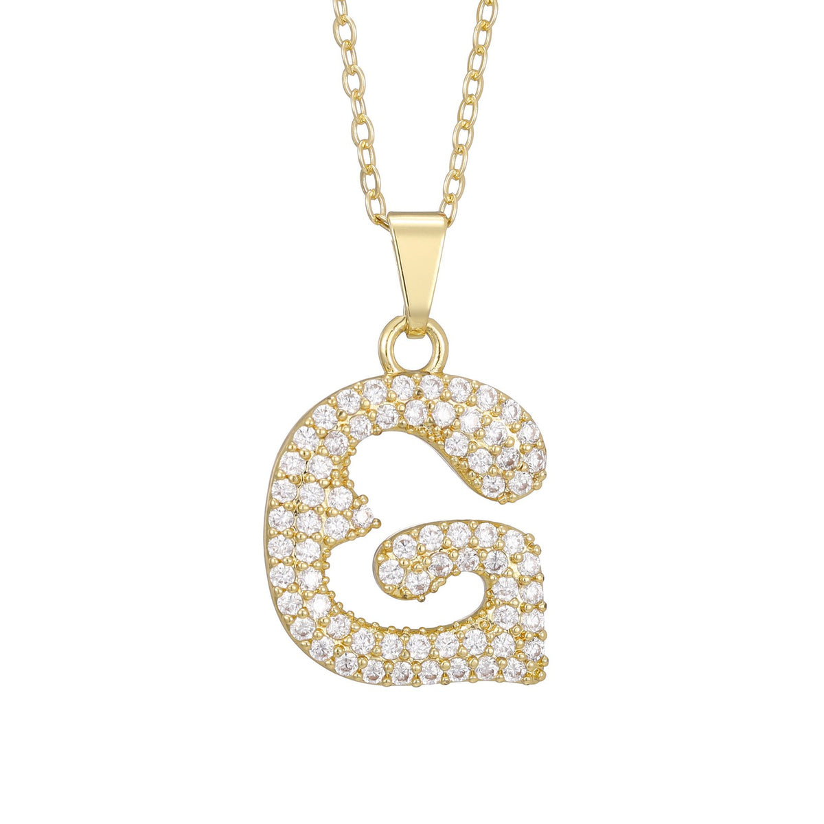 Crystal Pave Bubble Initial Necklace