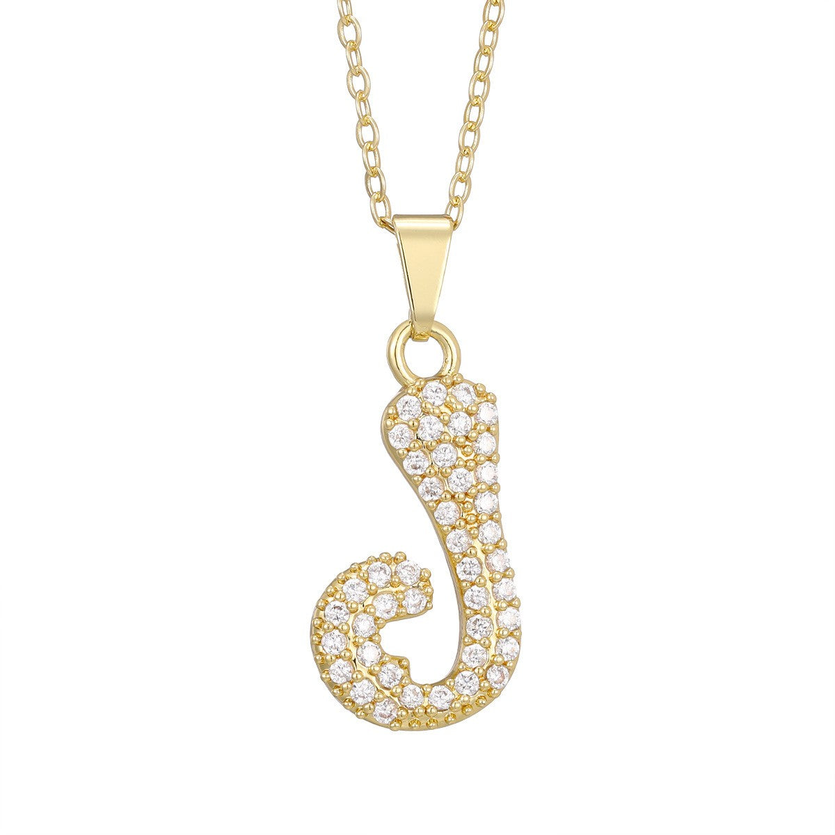 Crystal Pave Bubble Initial Necklace