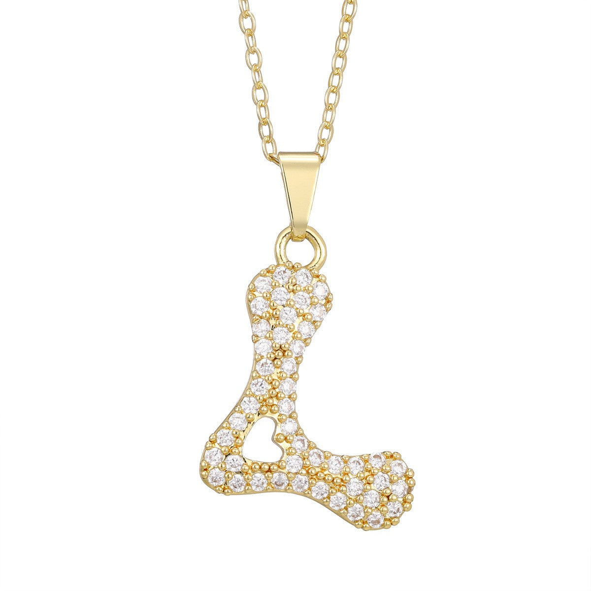 Crystal Pave Bubble Initial Necklace