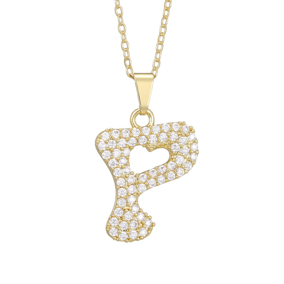 Crystal Pave Bubble Initial Necklace