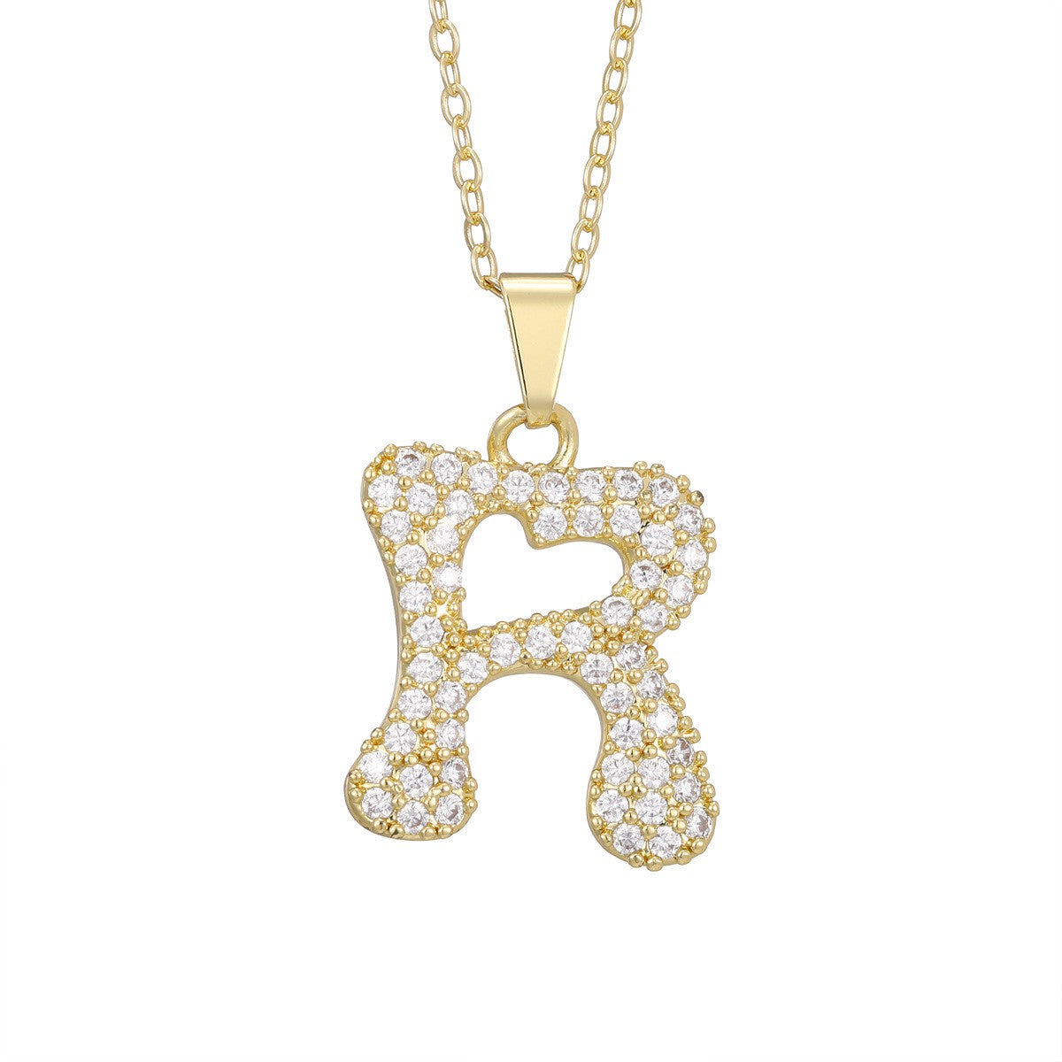 Crystal Pave Bubble Initial Necklace