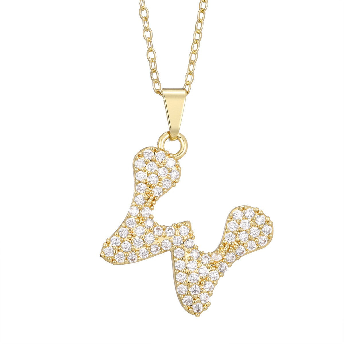 Crystal Pave Bubble Initial Necklace