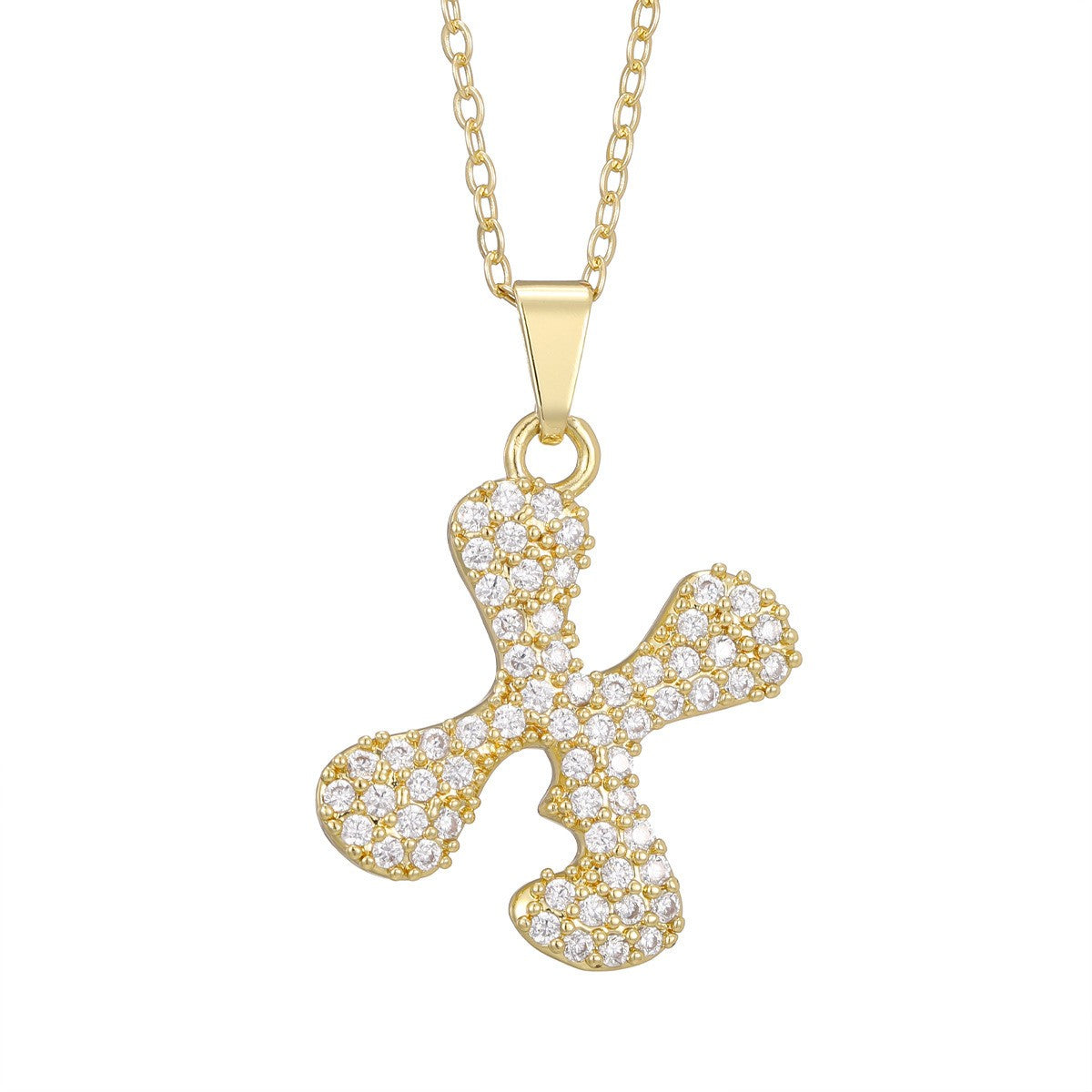 Crystal Pave Bubble Initial Necklace