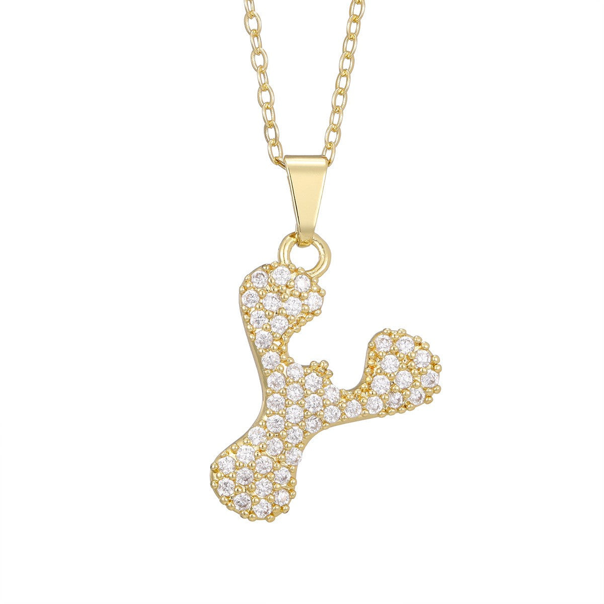 Crystal Pave Bubble Initial Necklace