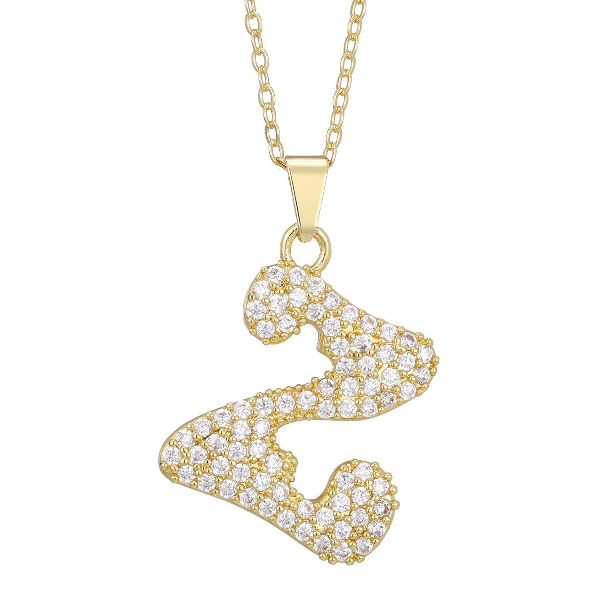 Crystal Pave Bubble Initial Necklace