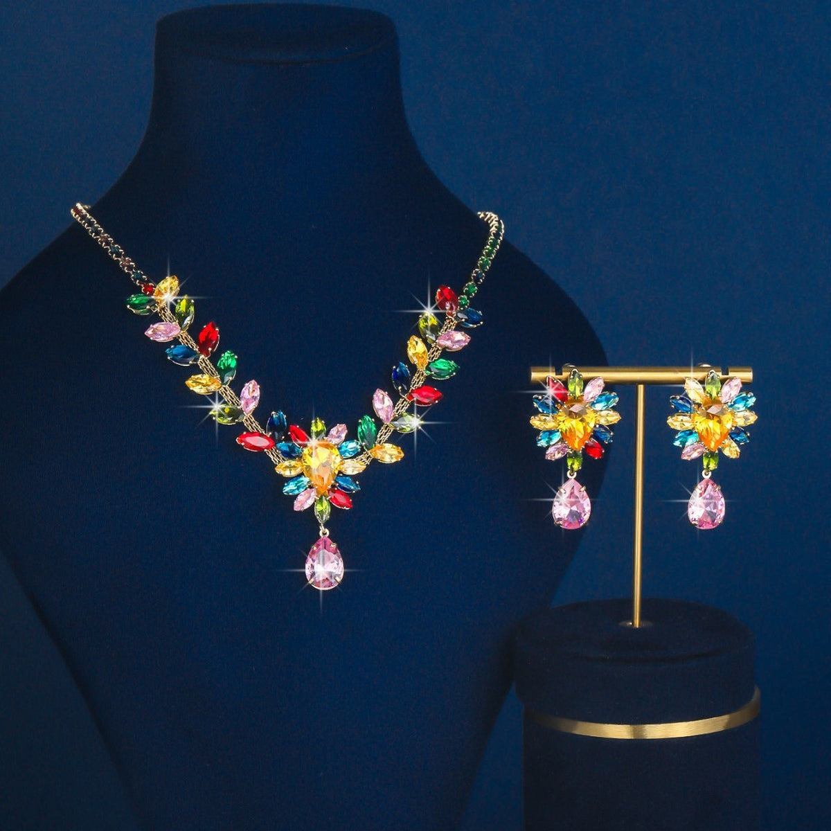 Zircon Floral Teardrop Jewelry Set