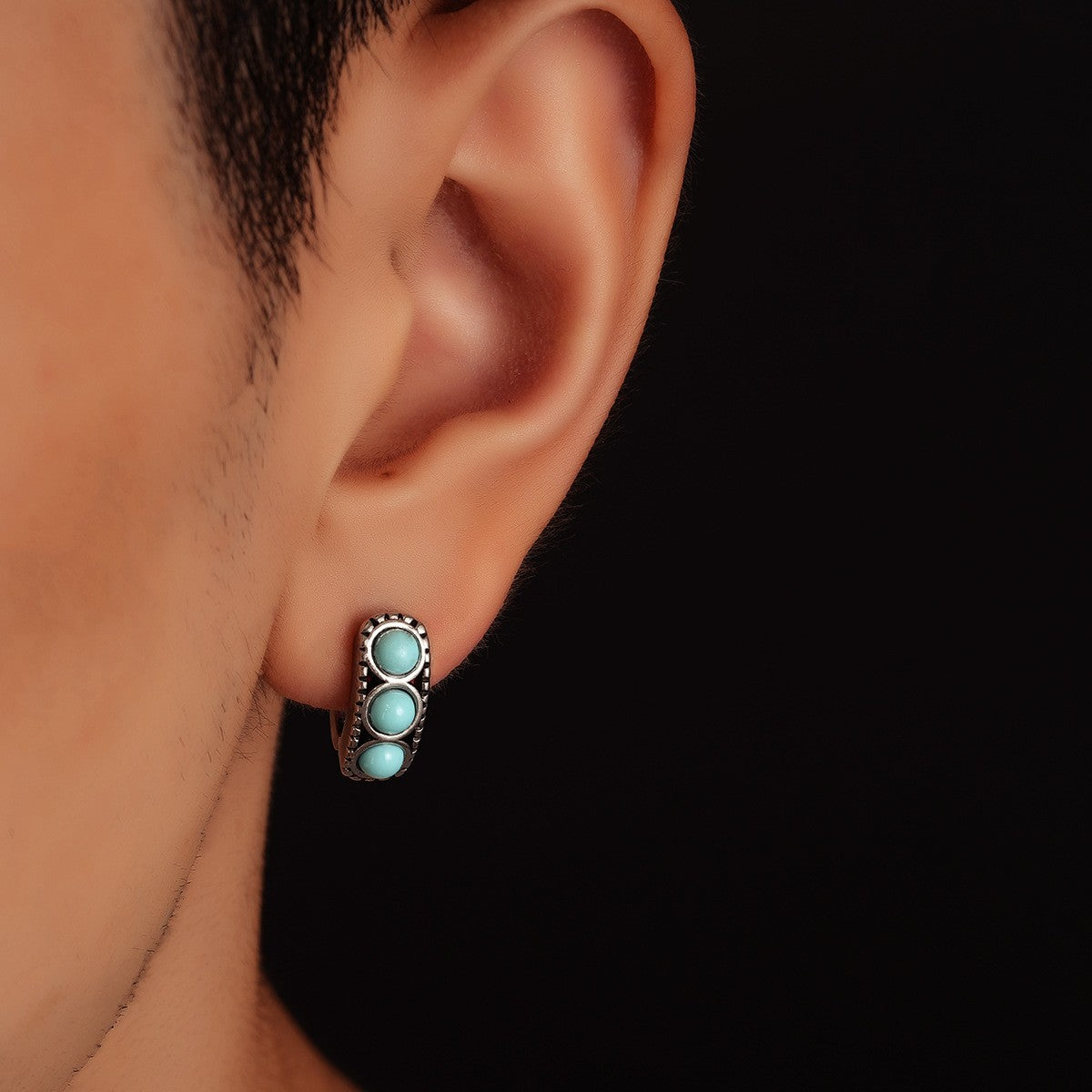 Triple Turquoise Huggie Earrings