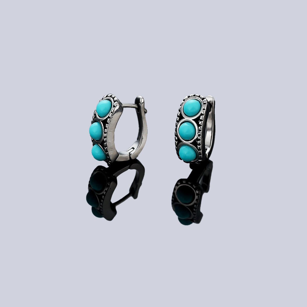 Triple Turquoise Huggie Earrings