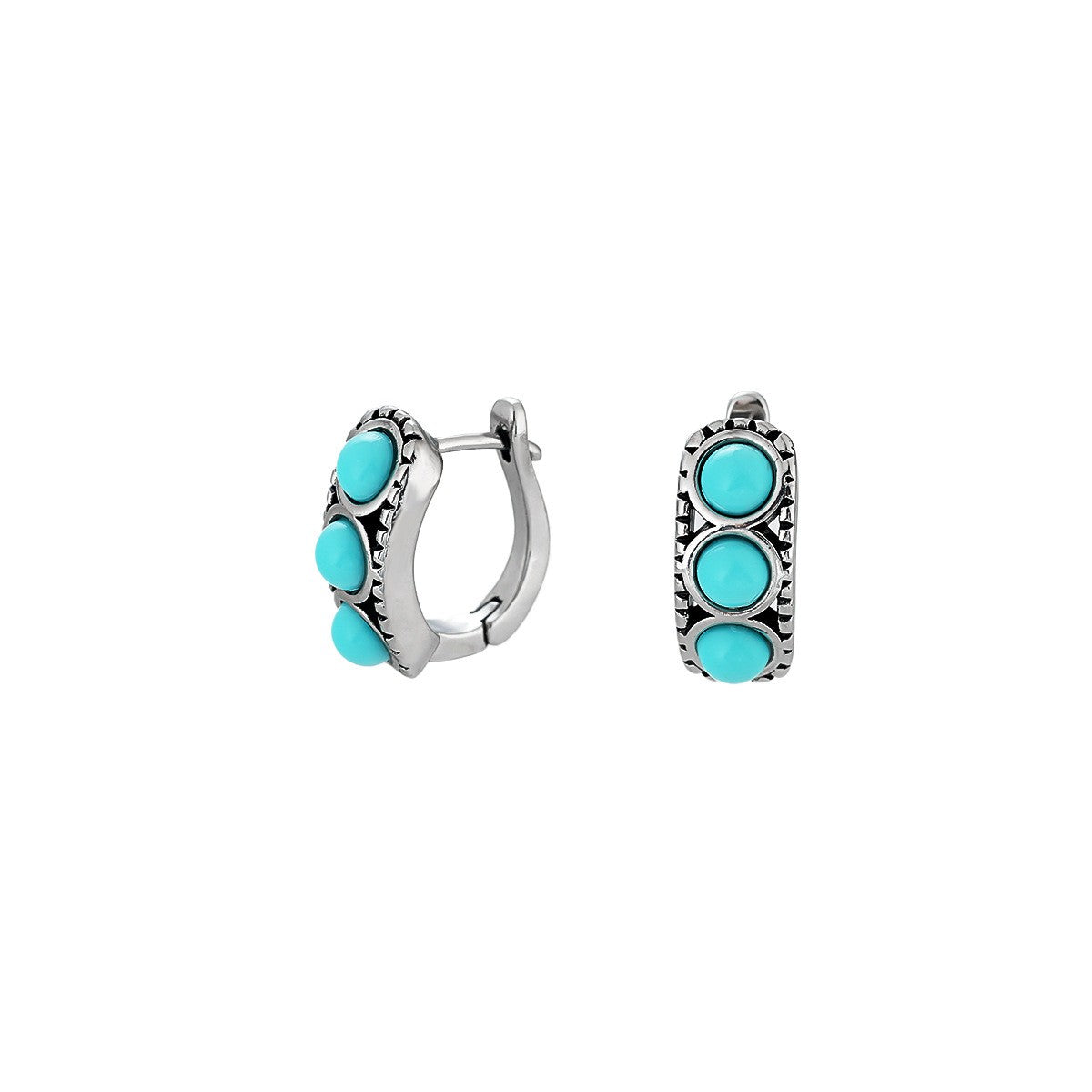 Triple Turquoise Huggie Earrings