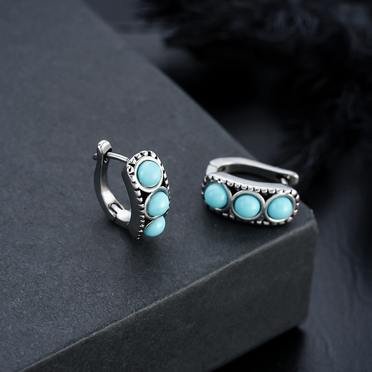 Triple Turquoise Huggie Earrings