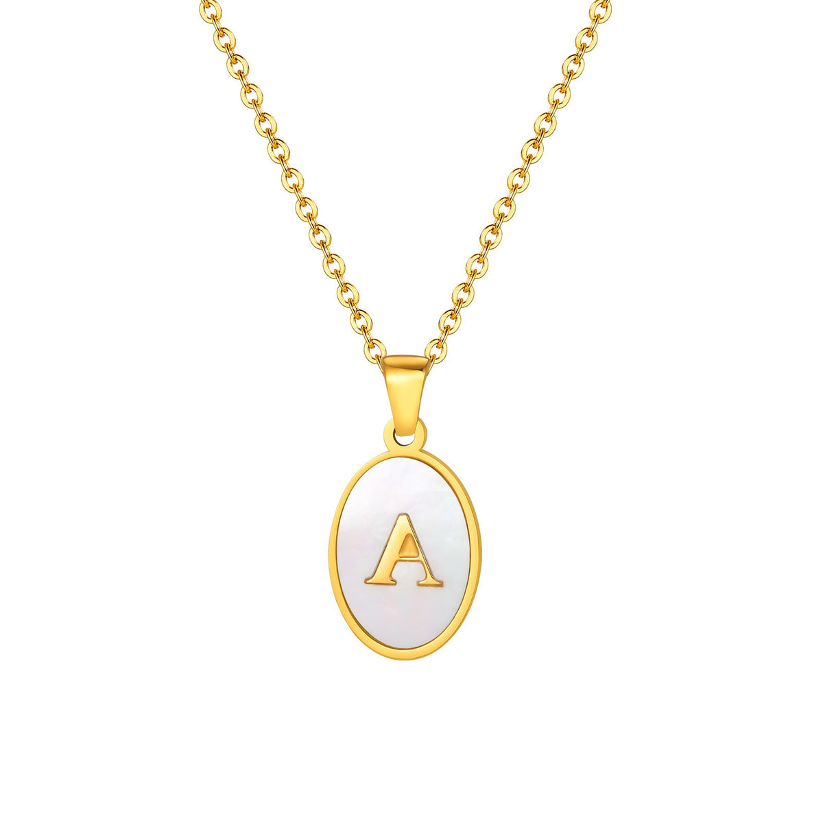 Mother-of-Pearl Initial Oval Necklace