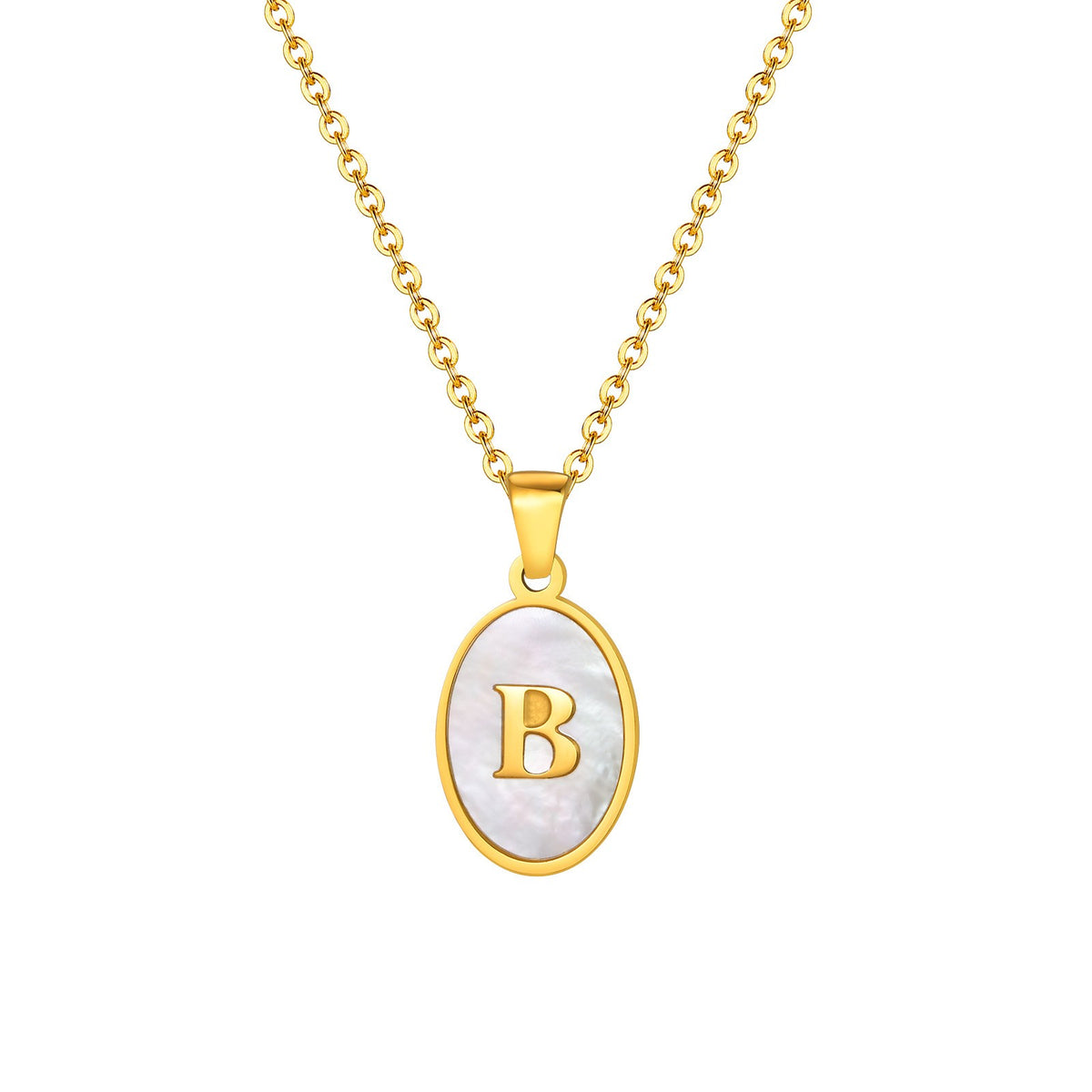 Mother-of-Pearl Initial Oval Necklace