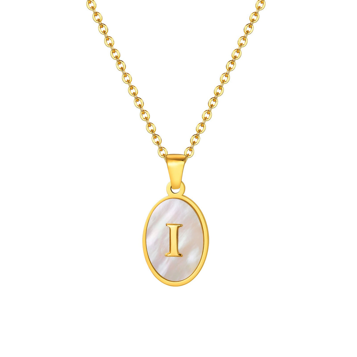 Mother-of-Pearl Initial Oval Necklace