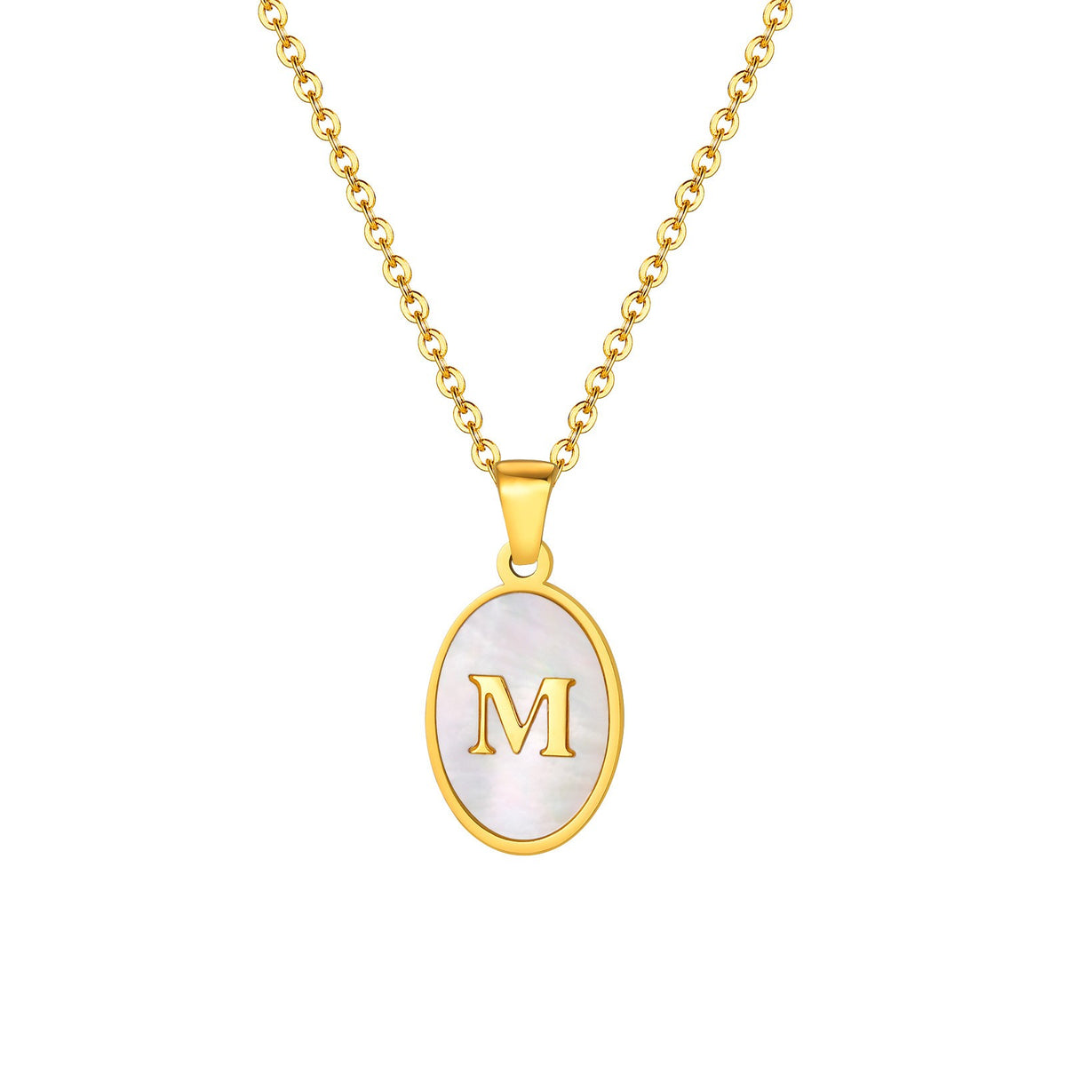 Mother-of-Pearl Initial Oval Necklace