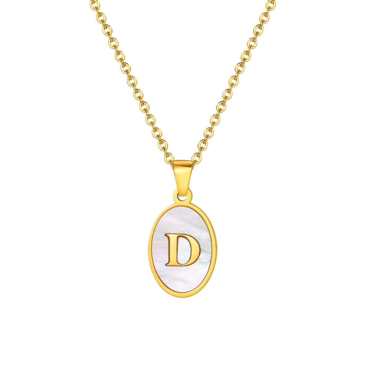 Mother-of-Pearl Initial Oval Necklace