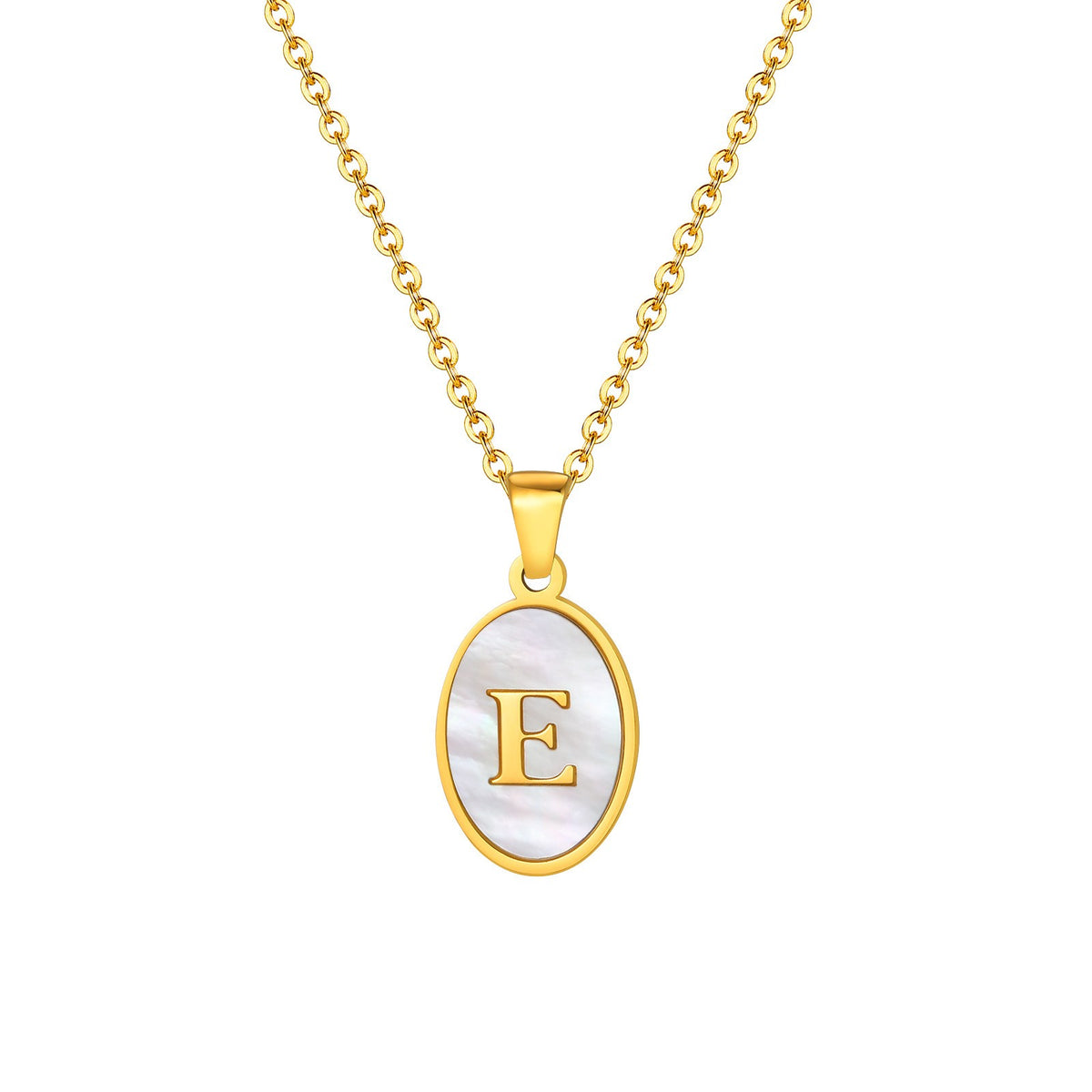 Mother-of-Pearl Initial Oval Necklace