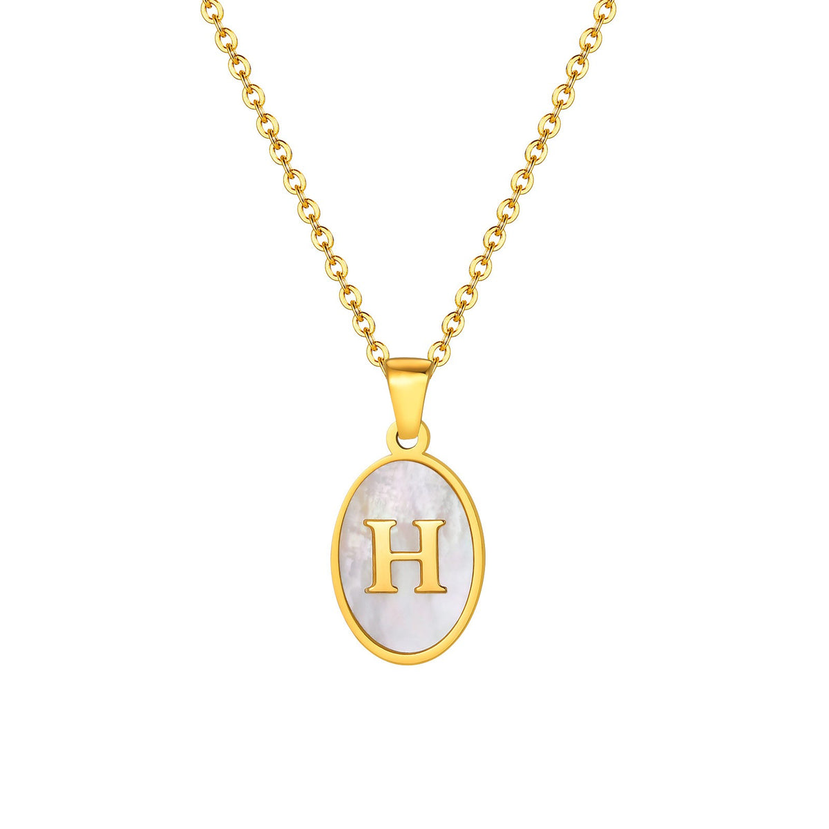 Mother-of-Pearl Initial Oval Necklace
