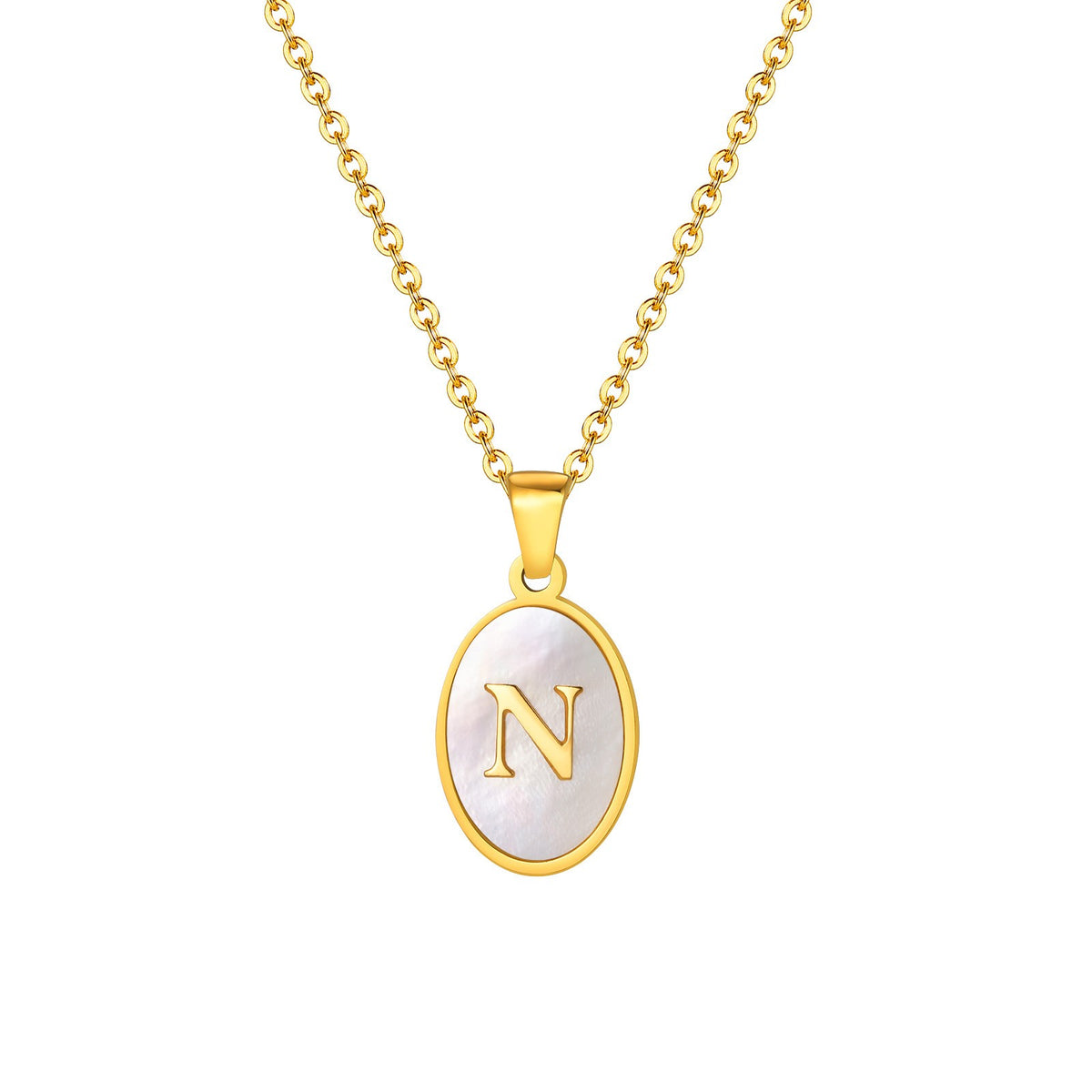 Mother-of-Pearl Initial Oval Necklace