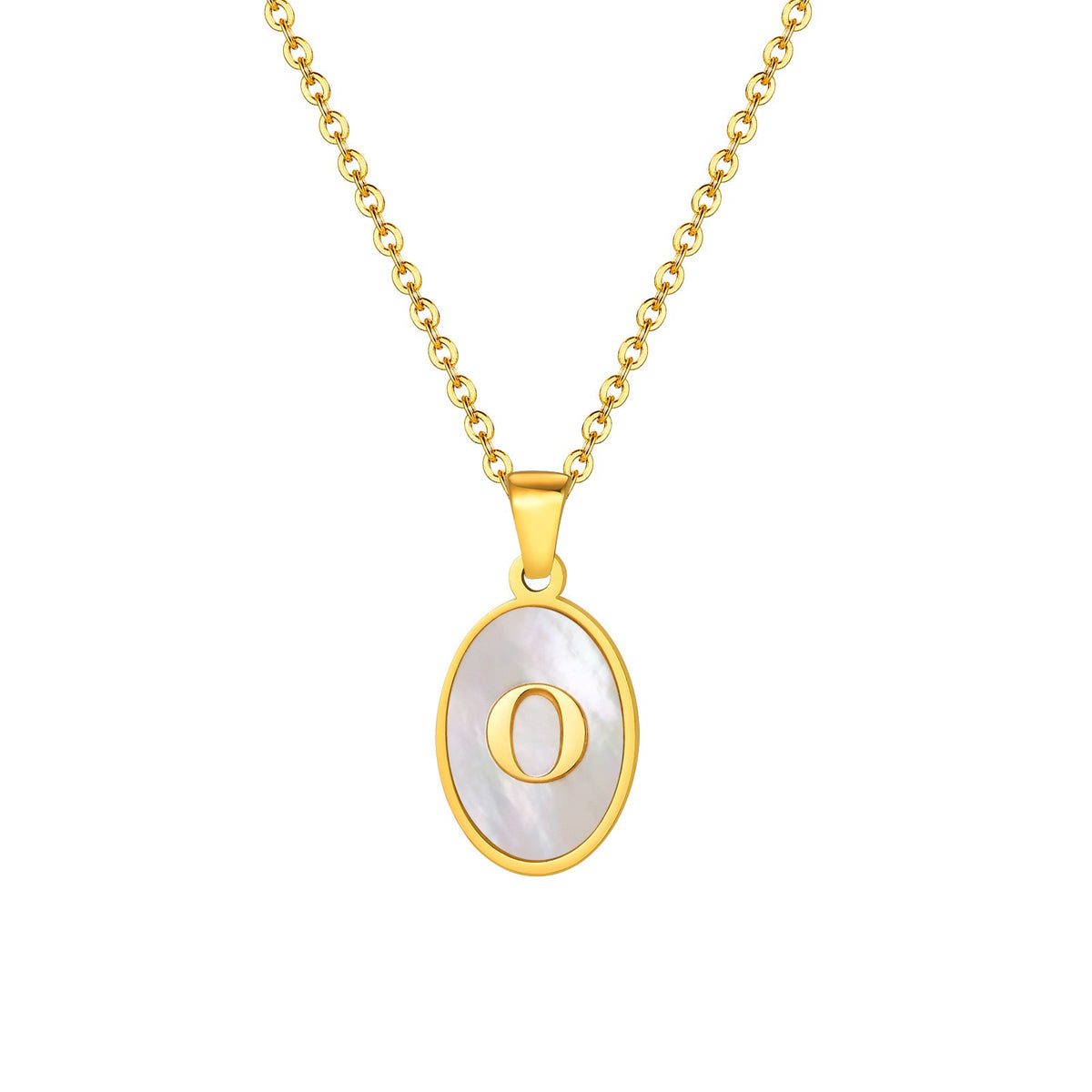 Mother-of-Pearl Initial Oval Necklace
