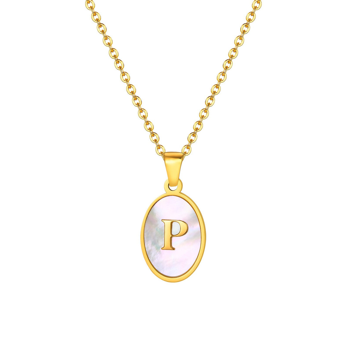 Mother-of-Pearl Initial Oval Necklace