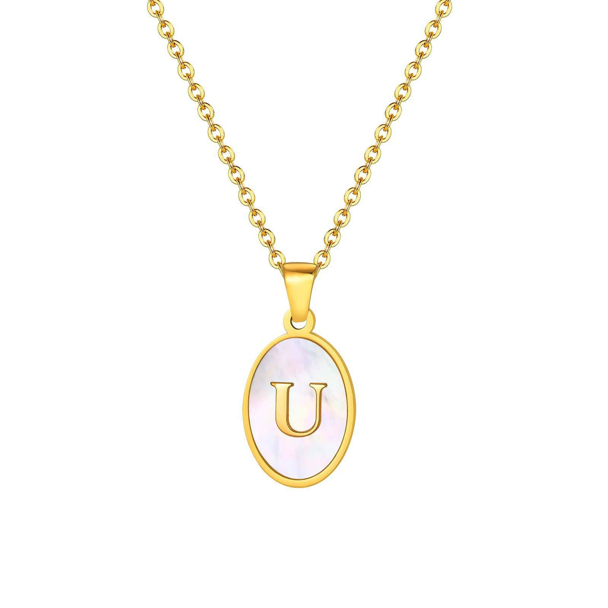 Mother-of-Pearl Initial Oval Necklace