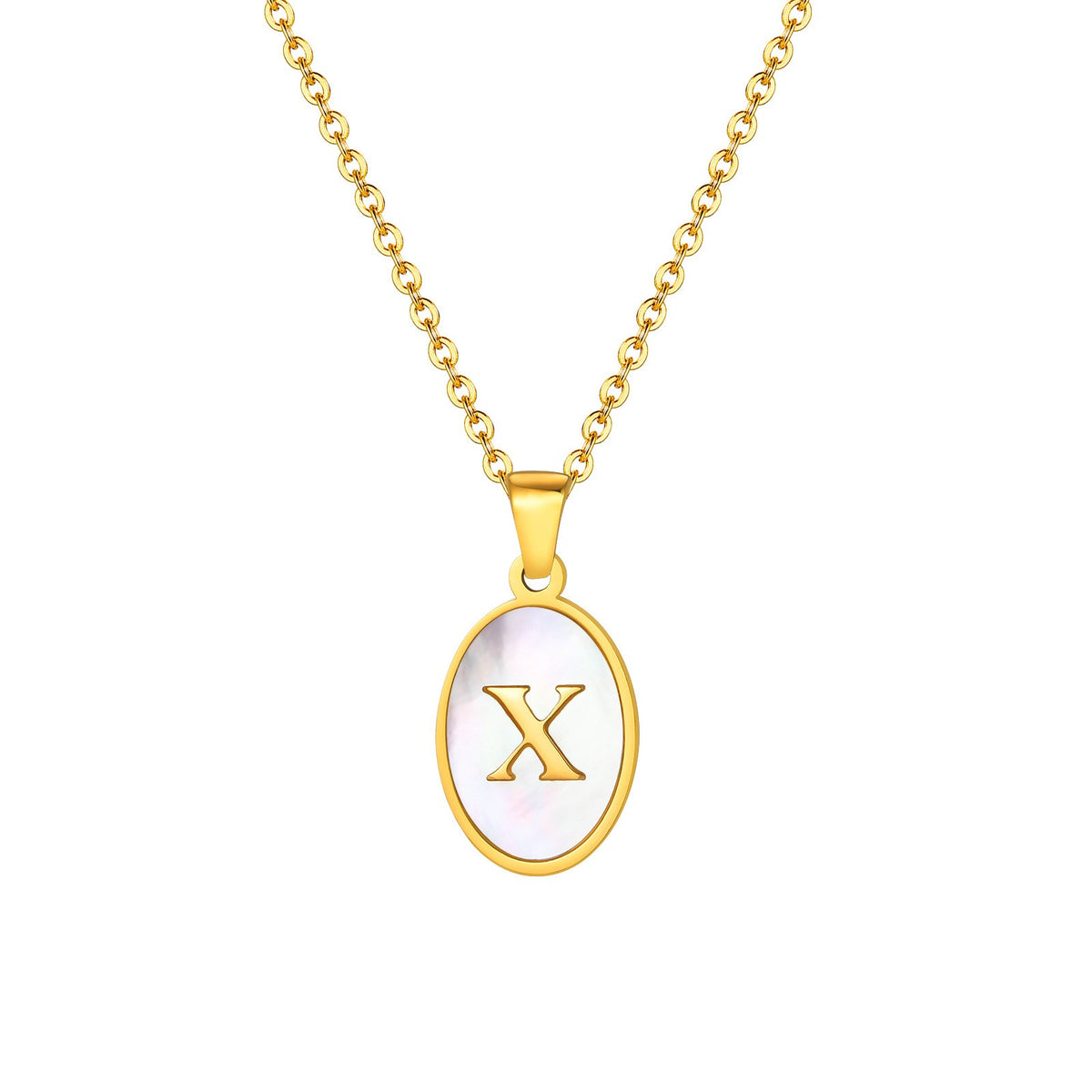 Mother-of-Pearl Initial Oval Necklace