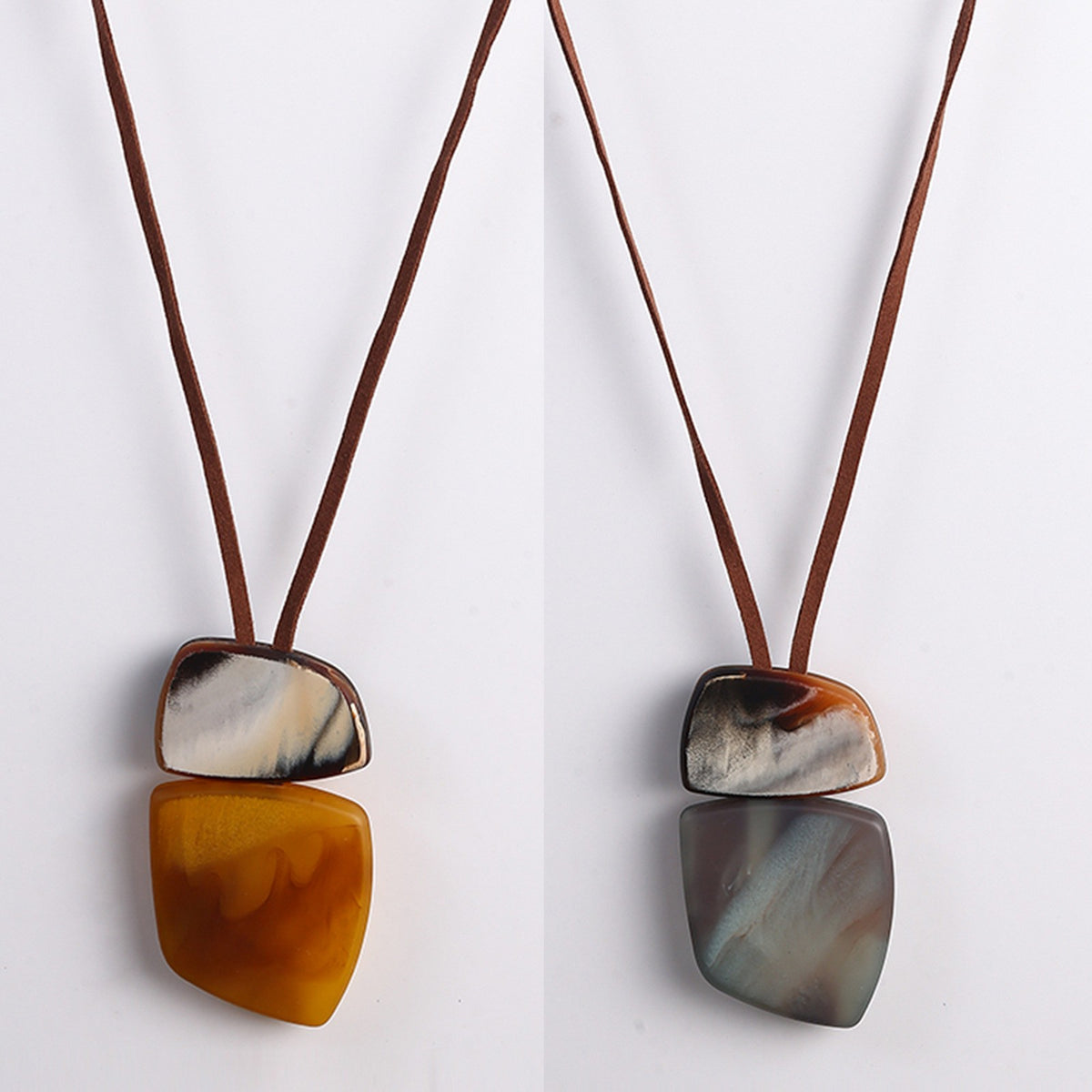 Layered Geometric Resin Necklace