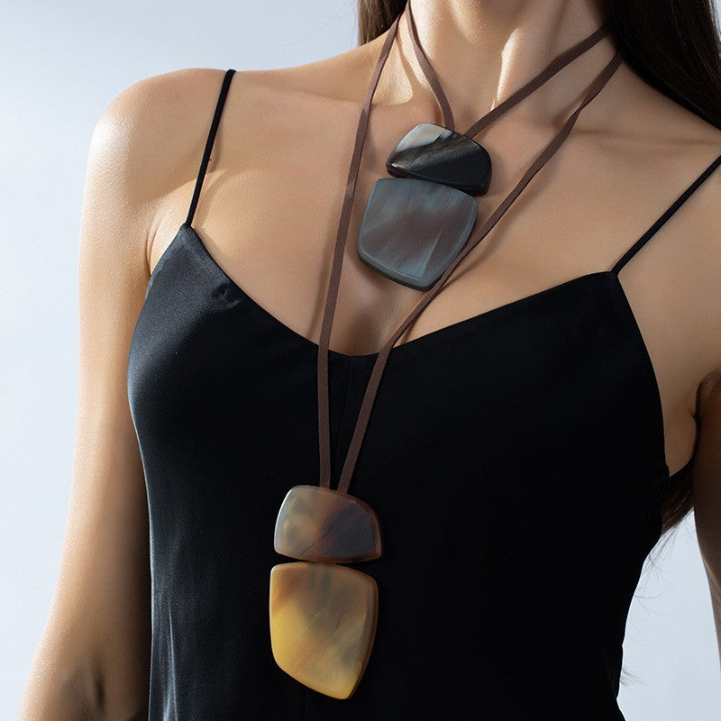 Layered Geometric Resin Necklace