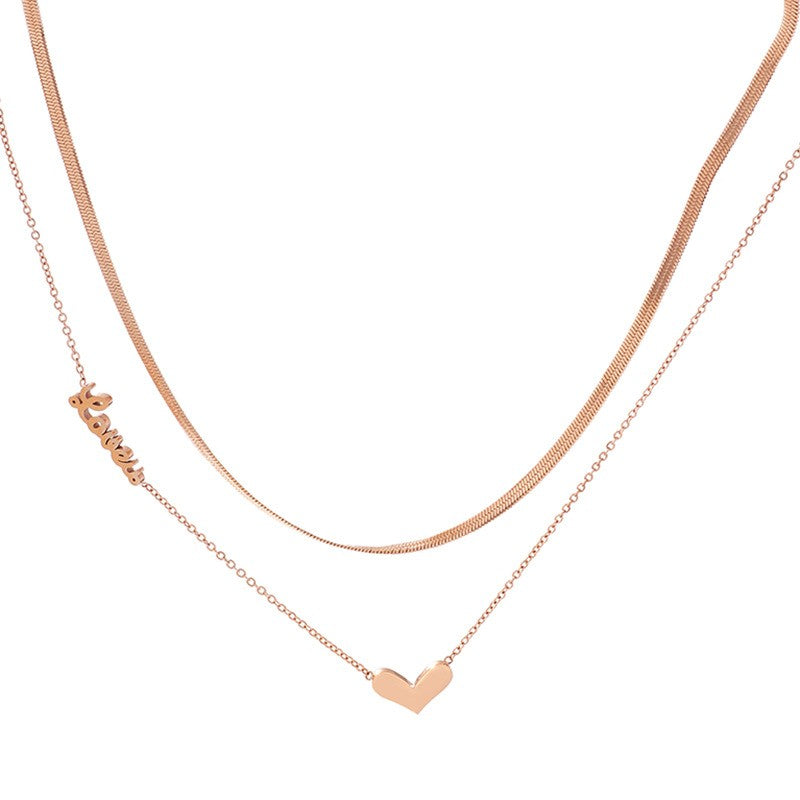 Double Layer Script Heart Necklace