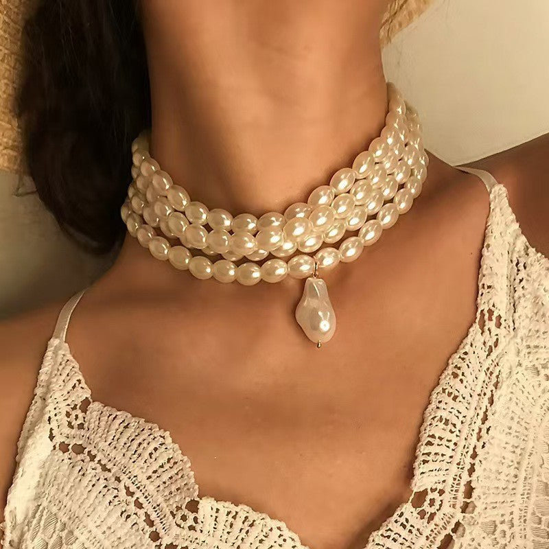 Triple Strand Baroque Pearl Choker