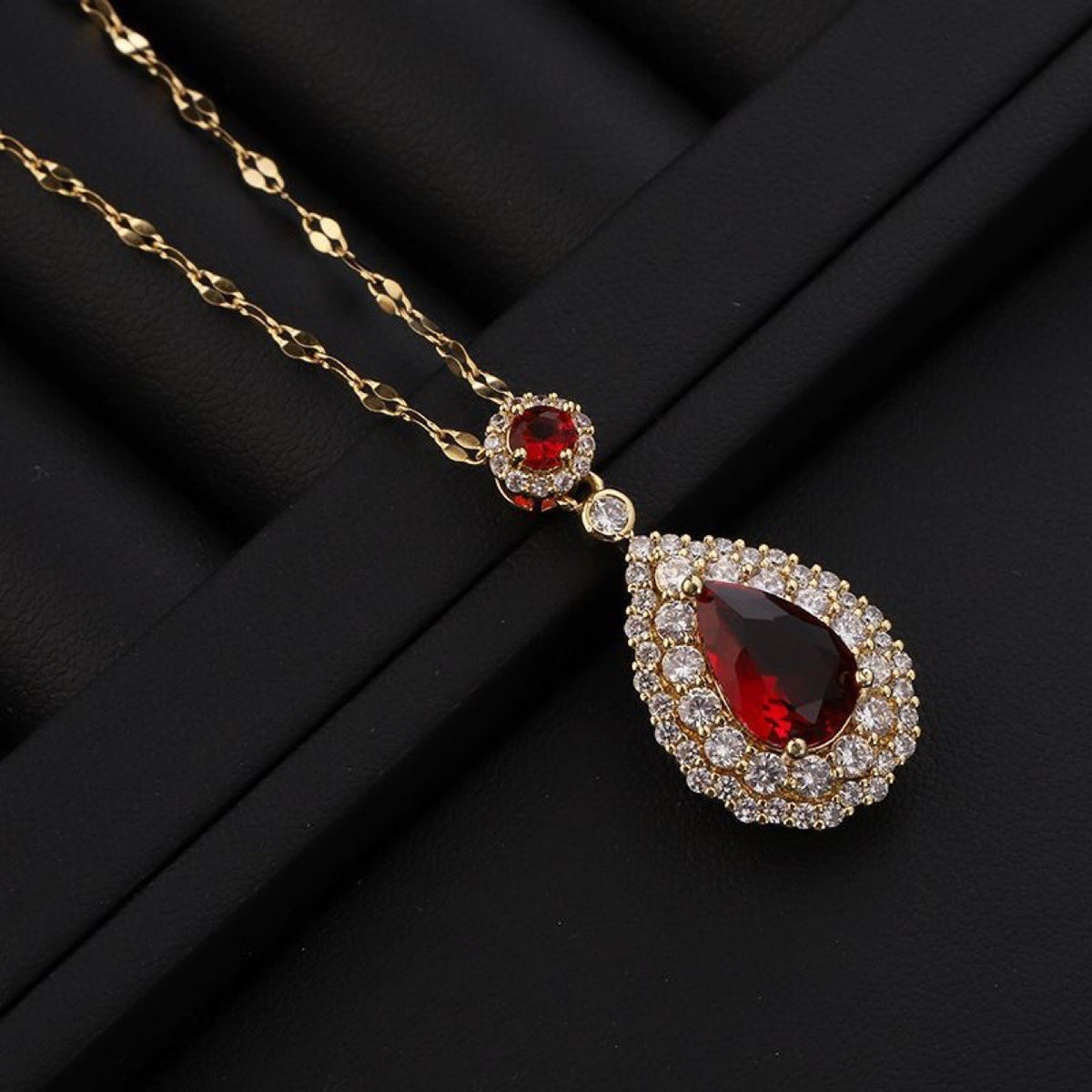 Teardrop Halo Crystal Necklace