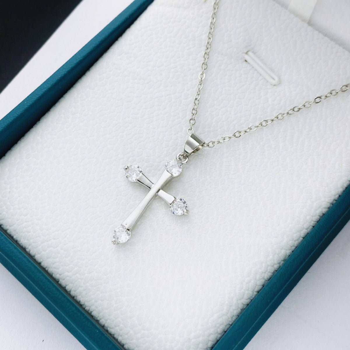 Four-Stone Cross Pendant Necklace