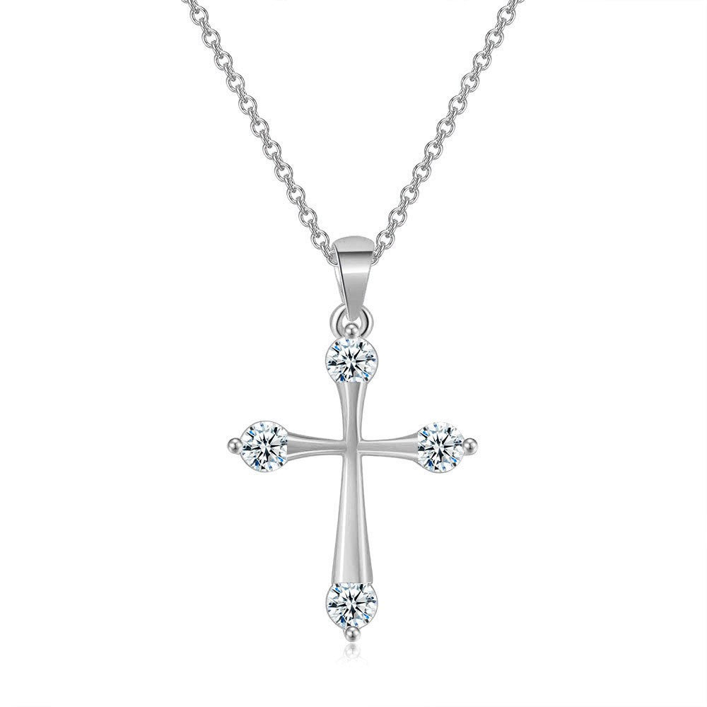Four-Stone Cross Pendant Necklace
