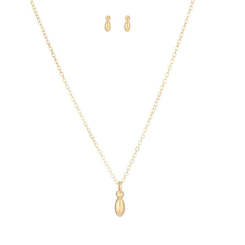 Bubble Letter Initial Necklace & Earring Set