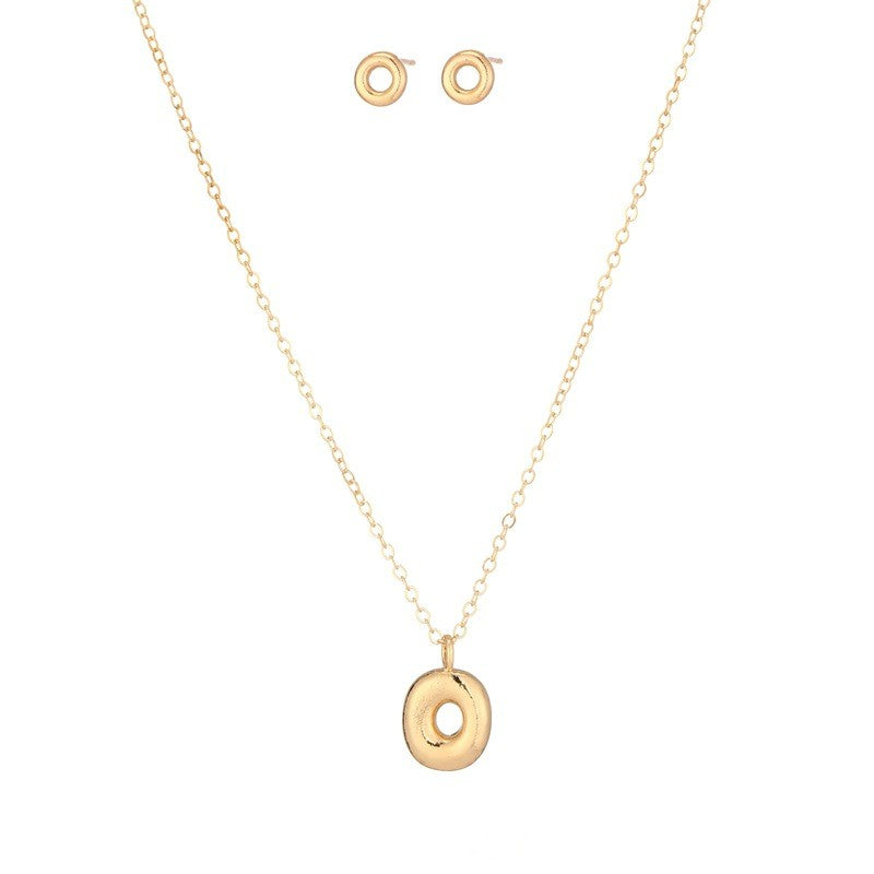 Bubble Letter Initial Necklace & Earring Set