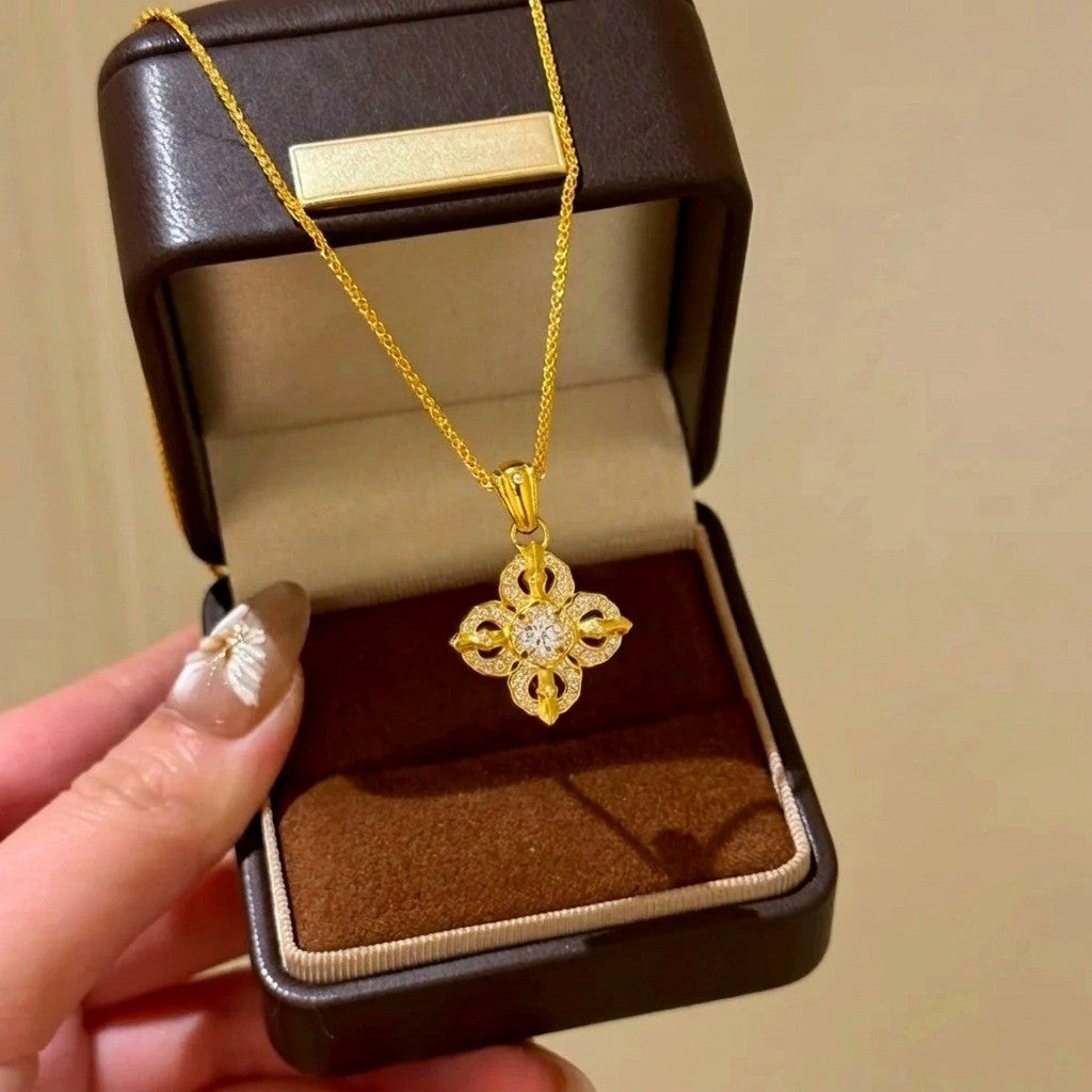 Crystal Floral Pendant Necklace
