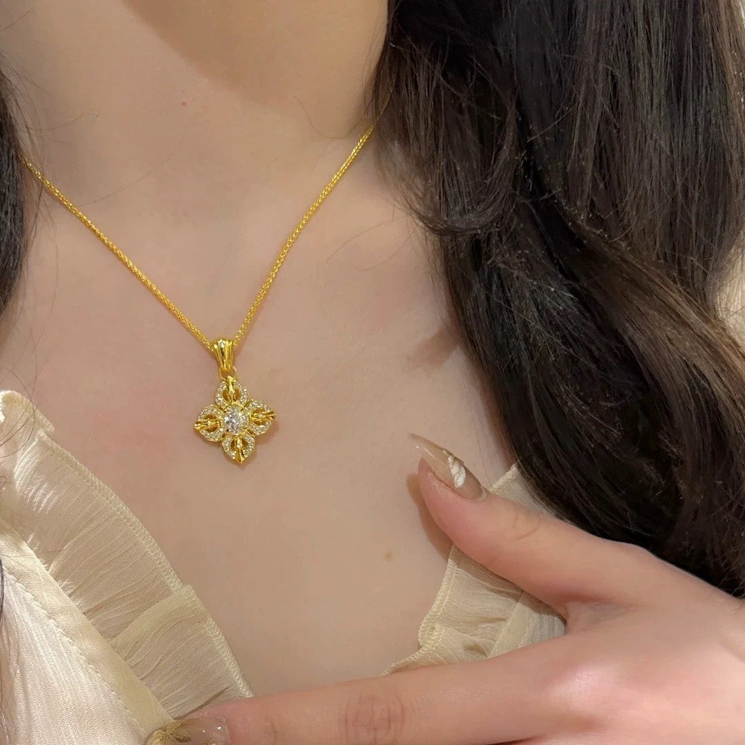 Crystal Floral Pendant Necklace
