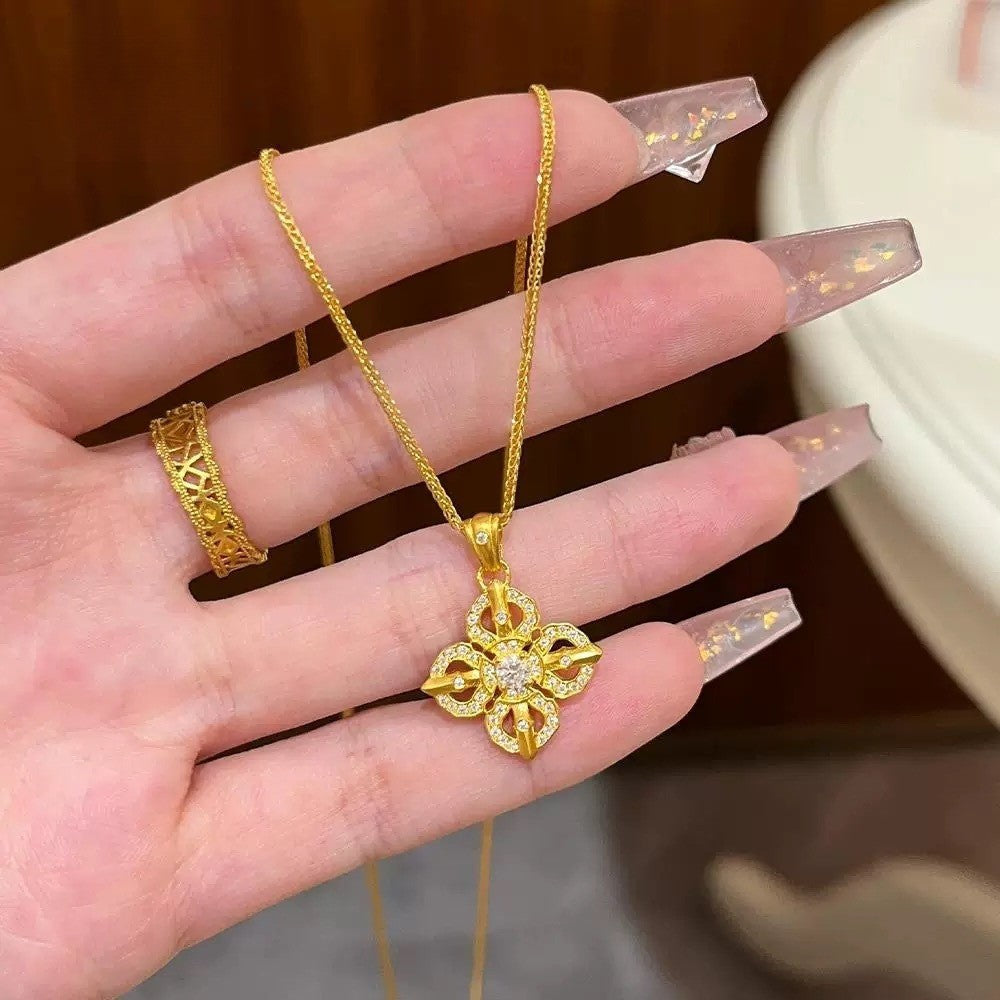 Crystal Floral Pendant Necklace