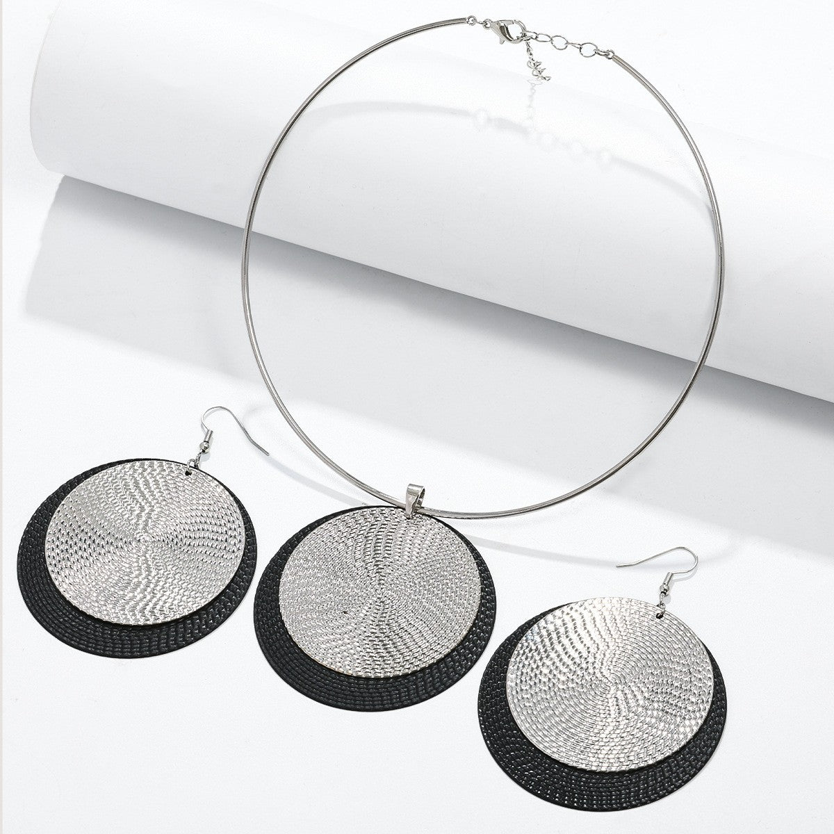 Woven Disc Necklace & Earring Set